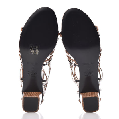 Hermes Calfskin Ragazza Sandals 41 Palissandre White Black 5 of 9