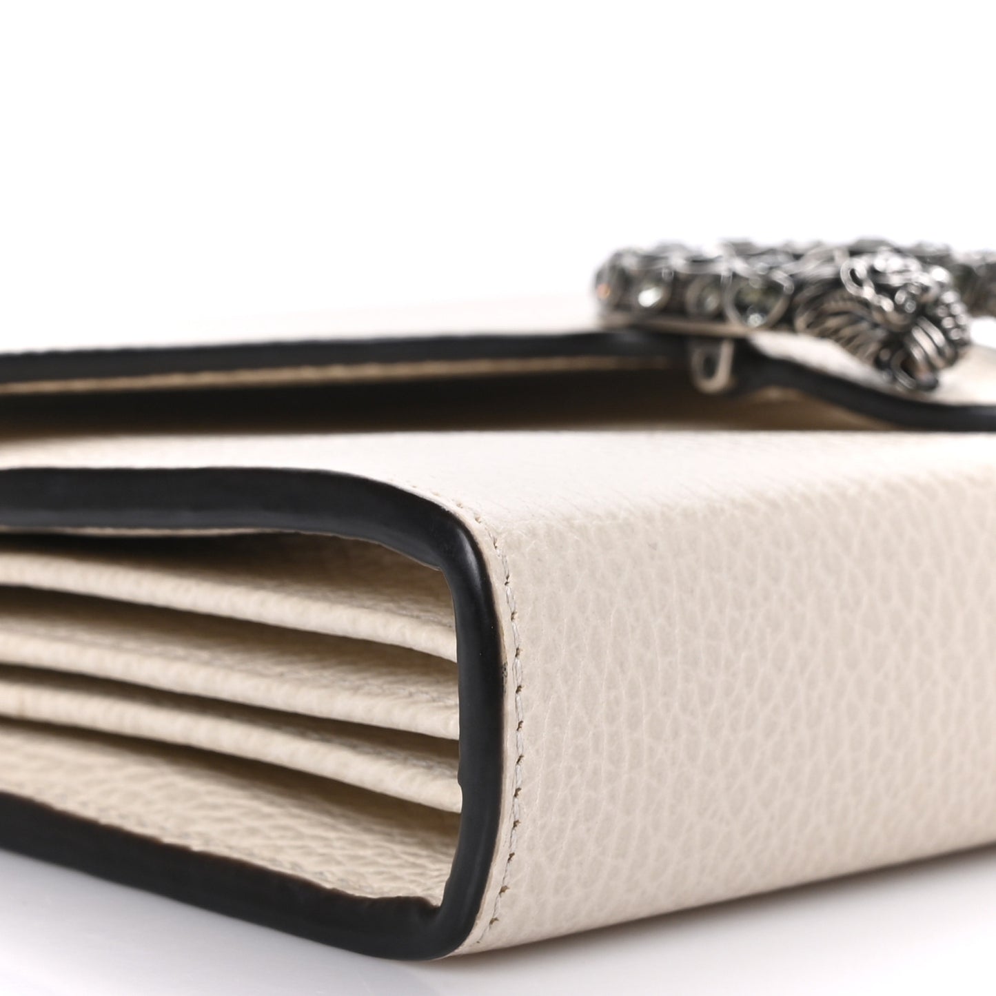 Dollar Calfskin Mini Dionysus Chain Wallet Mystic White
