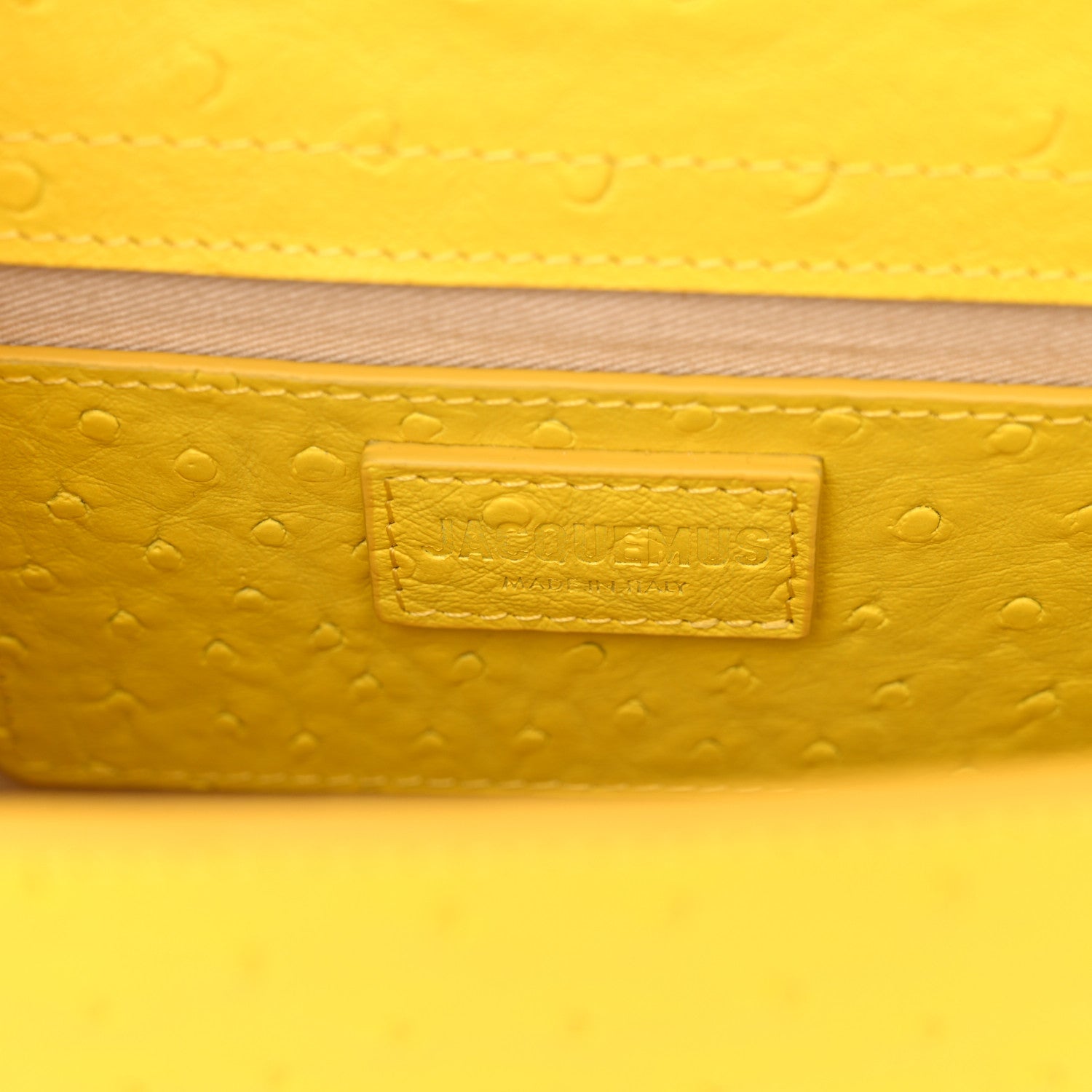 Jacquemus Calfskin Ostrich Embossed Le Grand Bambino Yellow 6 of 10