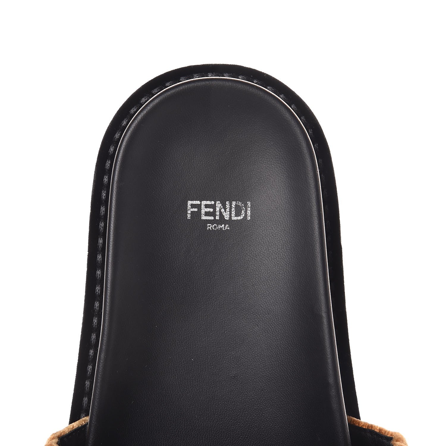 Fendi Velvet FF Slide Sandals 37 Testa di Moro Tobacco Fragola 8 of 10