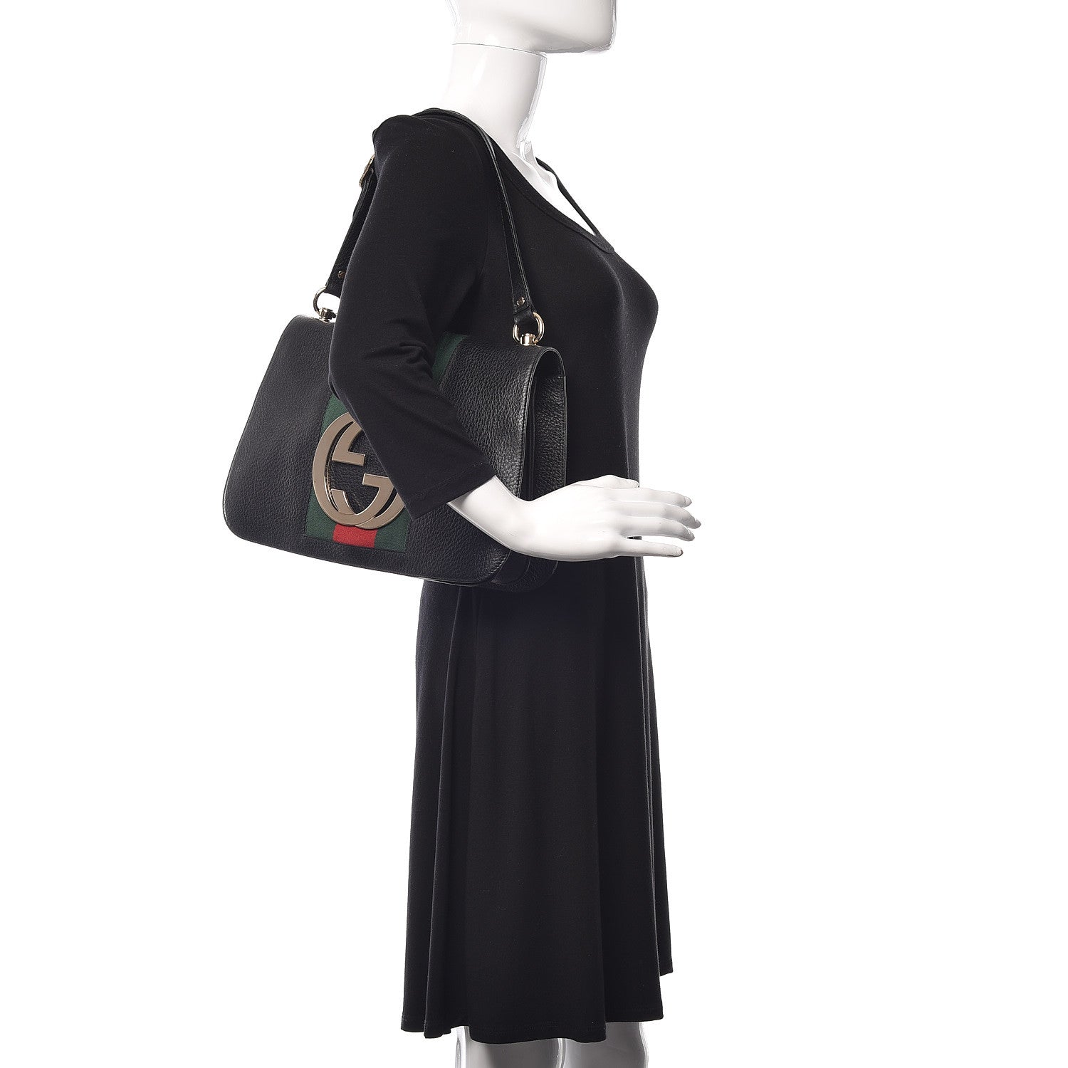Gucci Calfskin Web Blondie Shoulder Flap Bag Black 2 of 11