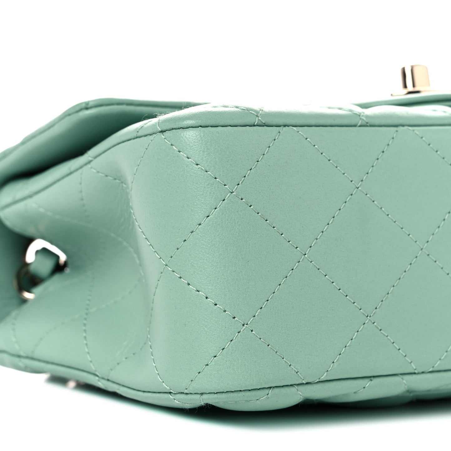 Lambskin Quilted Mini Rectangular Flap Light Green