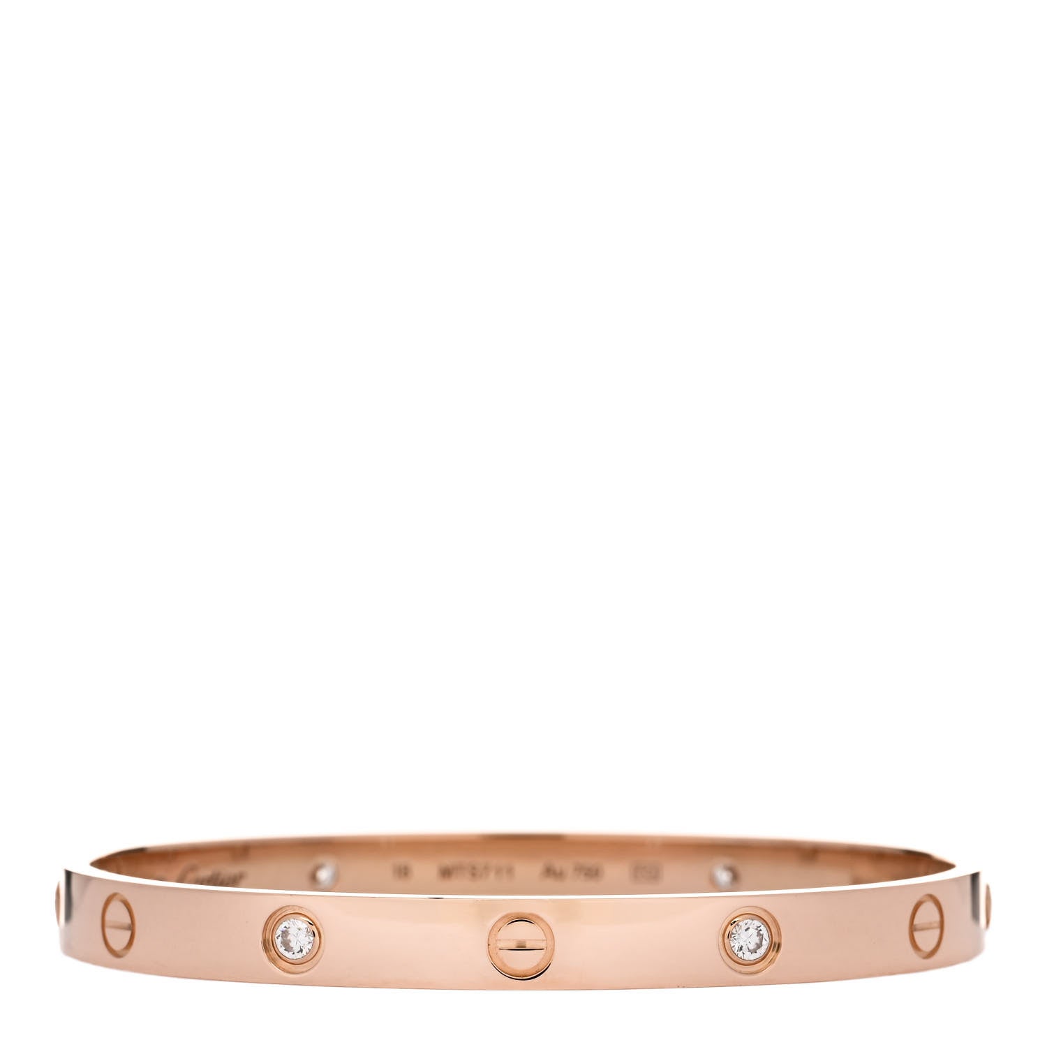 Cartier 18K Pink Gold 4 Diamond LOVE Bracelet 18 1 of 6