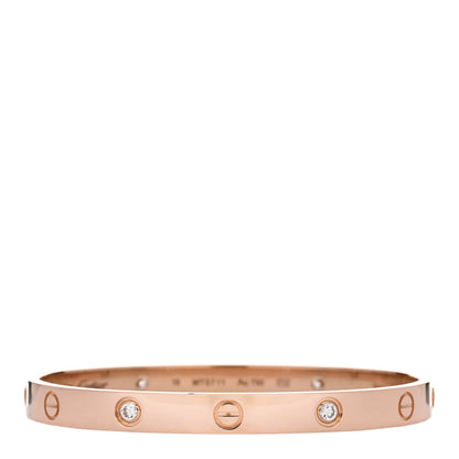 Cartier 18K Pink Gold 4 Diamond LOVE Bracelet 18 1 of 6