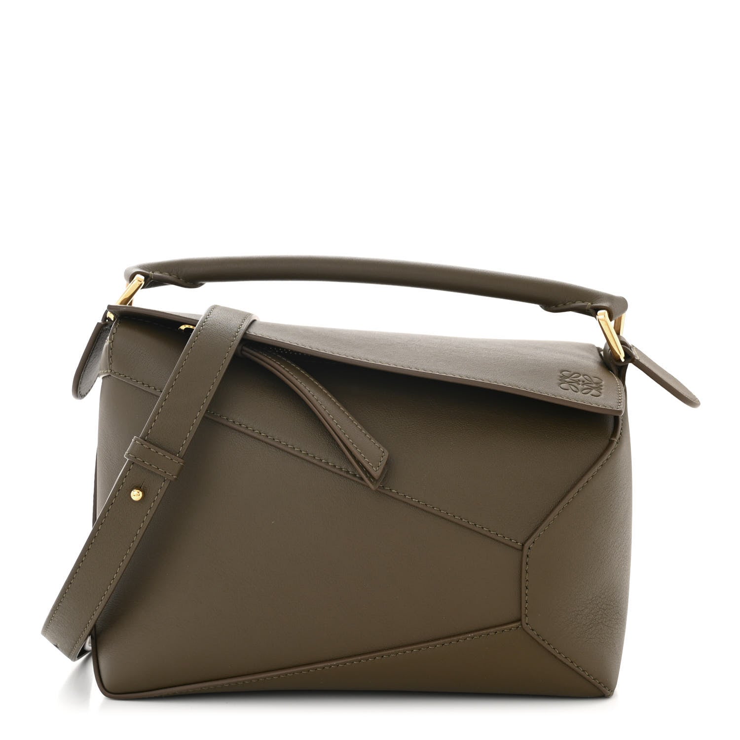 Loewe Calfskin Small Puzzle Bag Dark Khaki Green 1528644