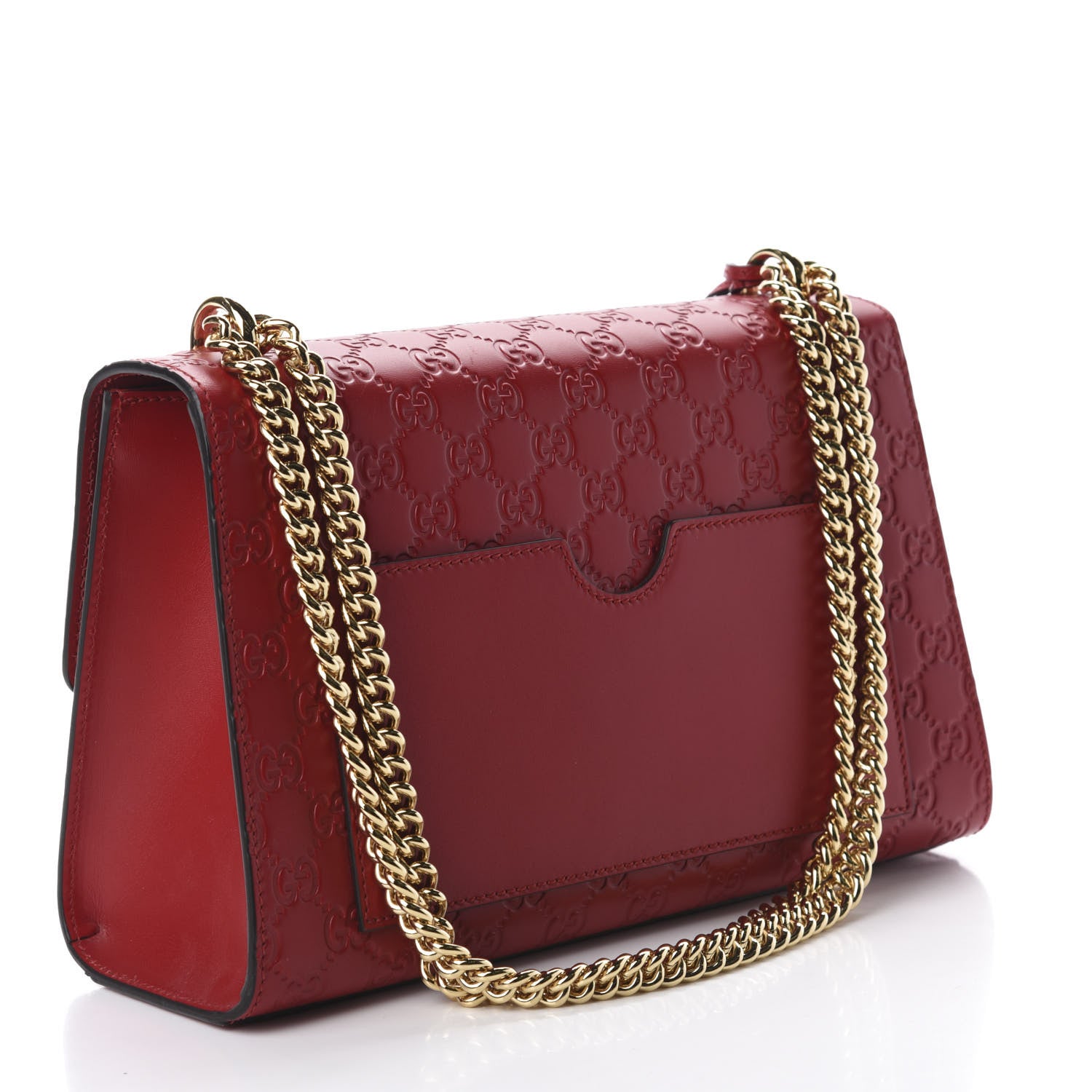 Gucci Guccissima Medium Padlock Shoulder Bag Hibiscus Red 3 of 11