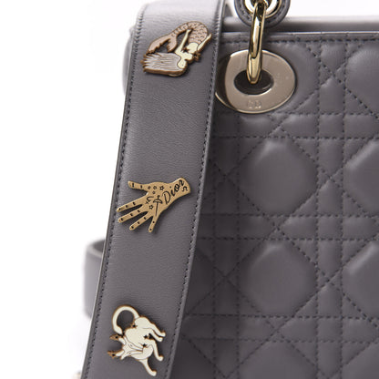 Christian Dior Lambskin Cannage Small Lucky Badges My Lady Dior Grey 14 of 14