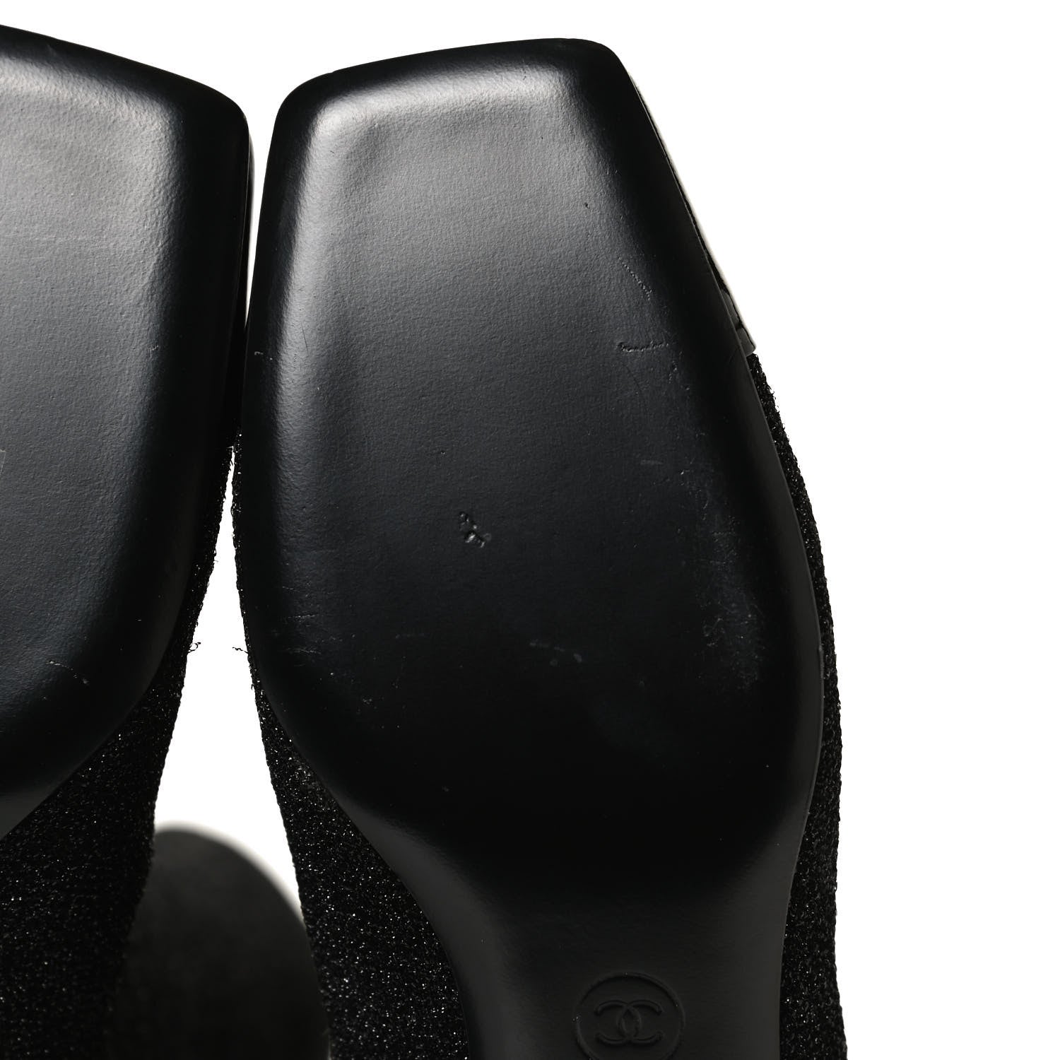 Chanel Glitter Patent Cap Toe High Boots 37 Black 7 of 7