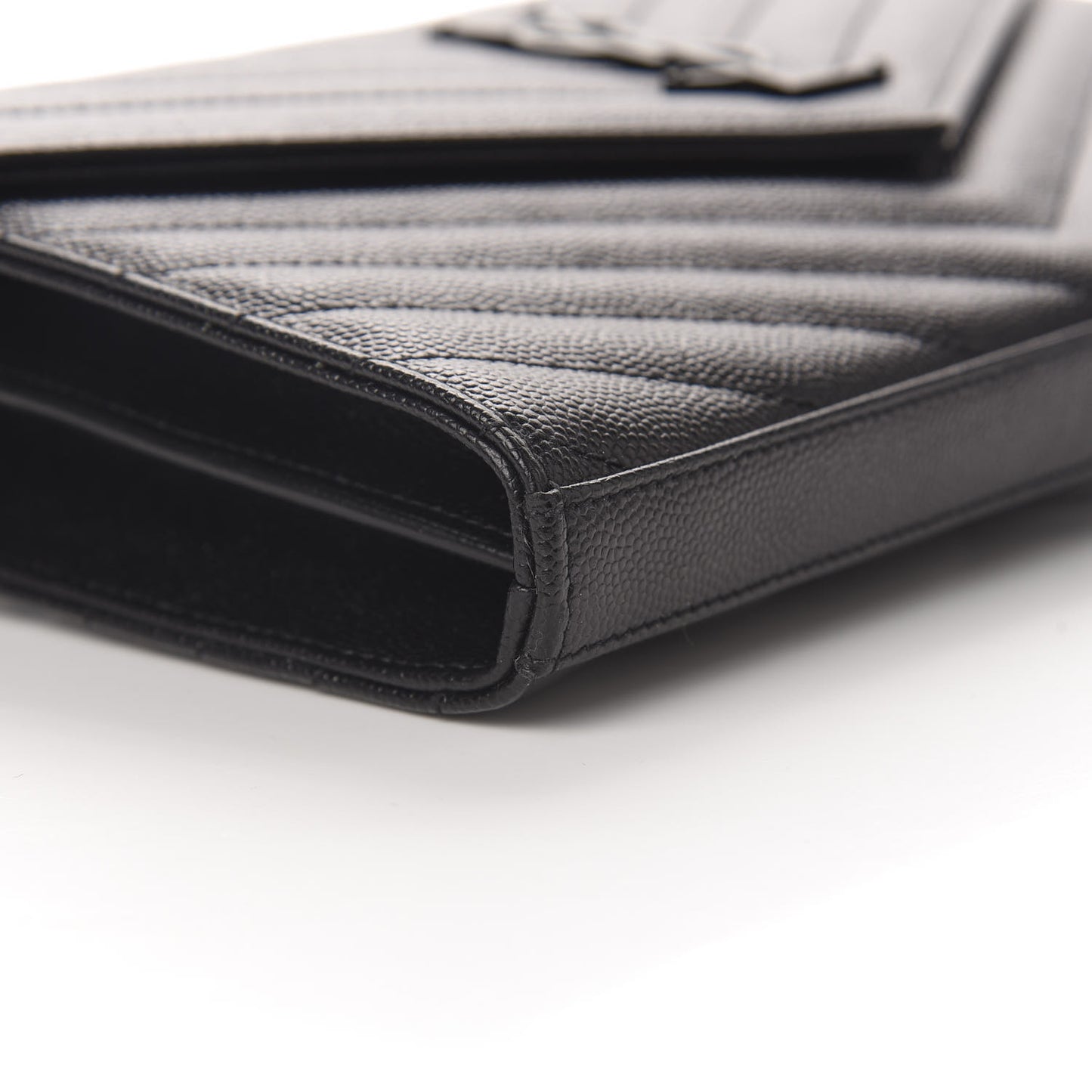 Grain De Poudre Matelasse Chevron Monogram Chain Wallet Black
