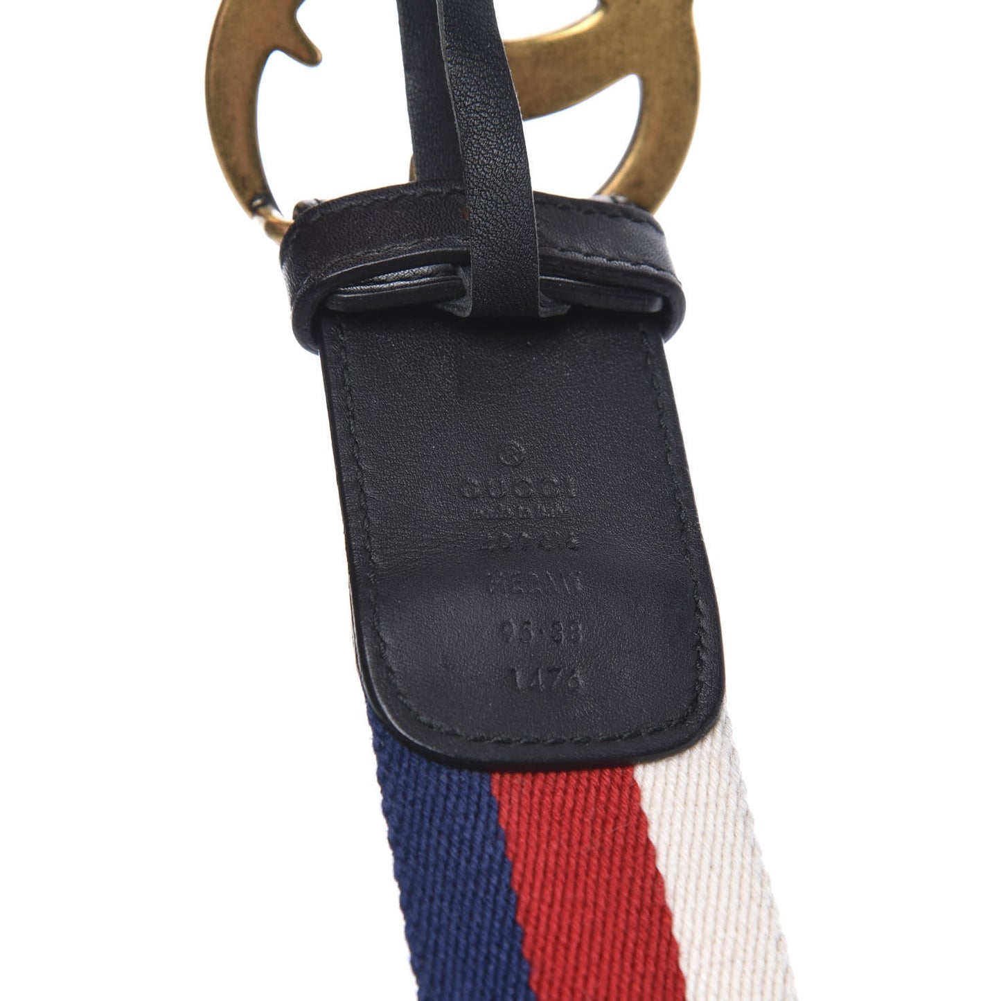 Nylon Calfskin Sylvie Web Double G 40mm Belt 95 38 Mystic White Hibiscus Red Maritime Black