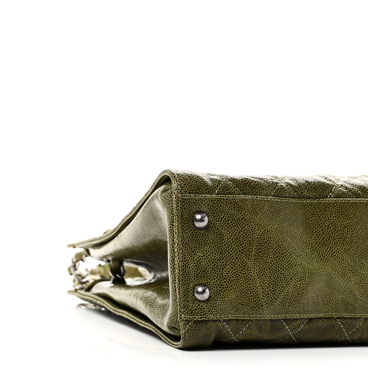 Chanel Glazed Caviar Quilted Tote Green 9 of 10