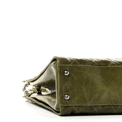 Chanel Glazed Caviar Quilted Tote Green 9 of 10
