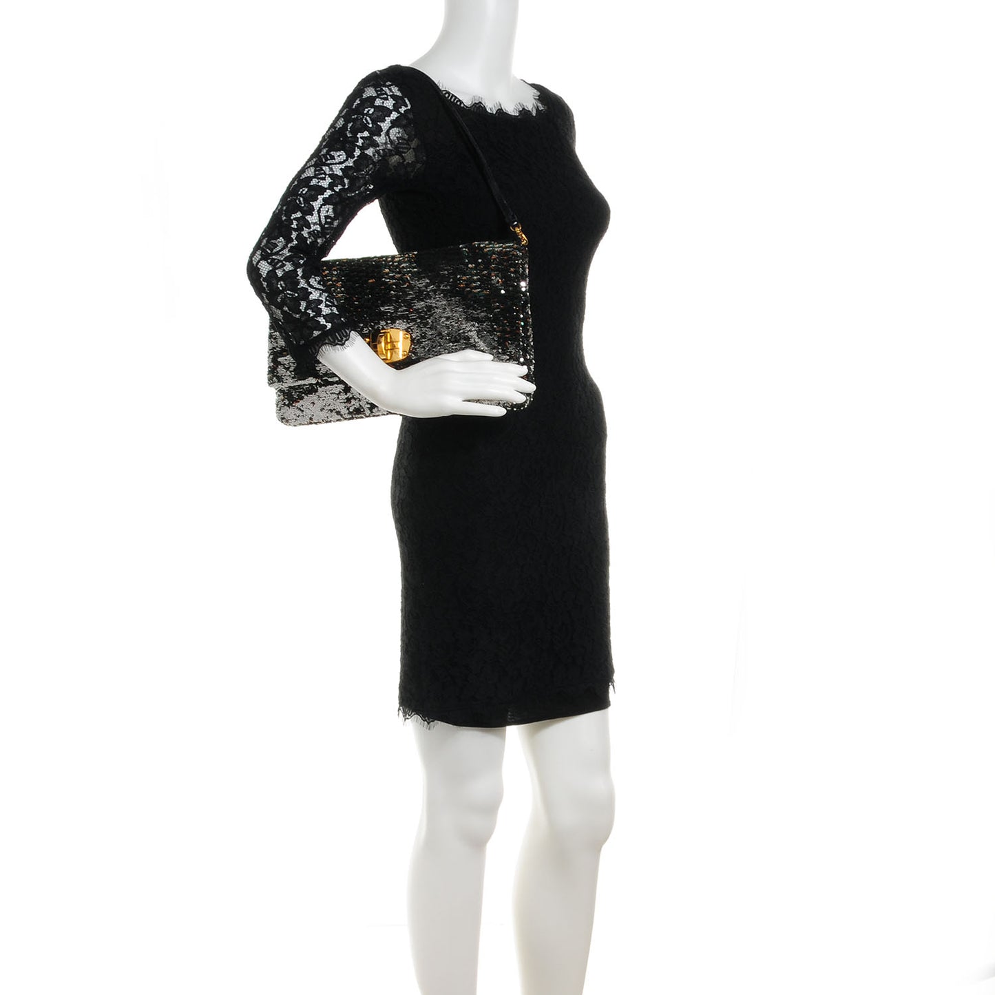 Oversized Sequined Clutch Black
