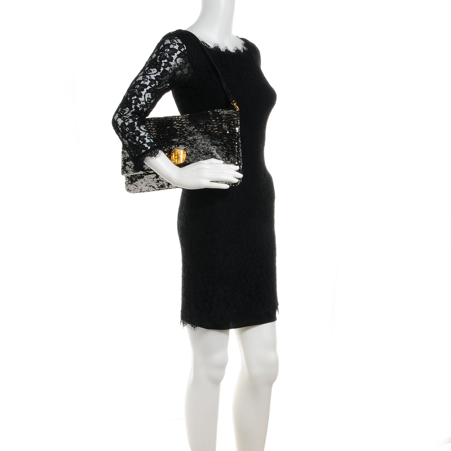 Miu Miu Oversized Sequined Clutch Black 2 of 9