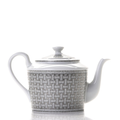 Hermes Porcelain 24 Mosaique Teapot Cup Set Platinum 3 of 12