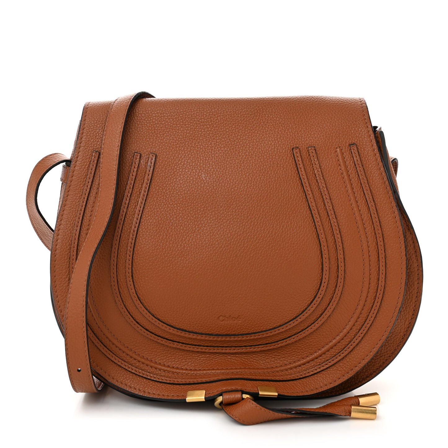 Calfskin Medium Marcie Round Crossbody Bag Tan