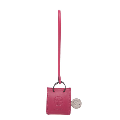 Hermes Milo Lambskin Swift Shopping Bag Charm Rose Mexico 2 of 4
