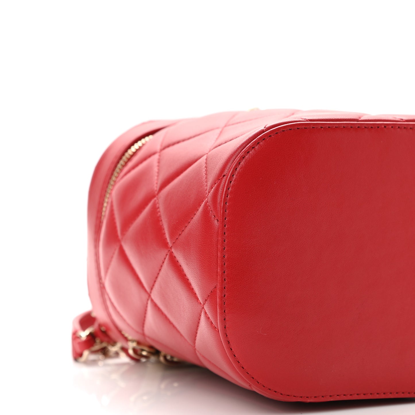 Lambskin Quilted Trendy Vanity Case Red