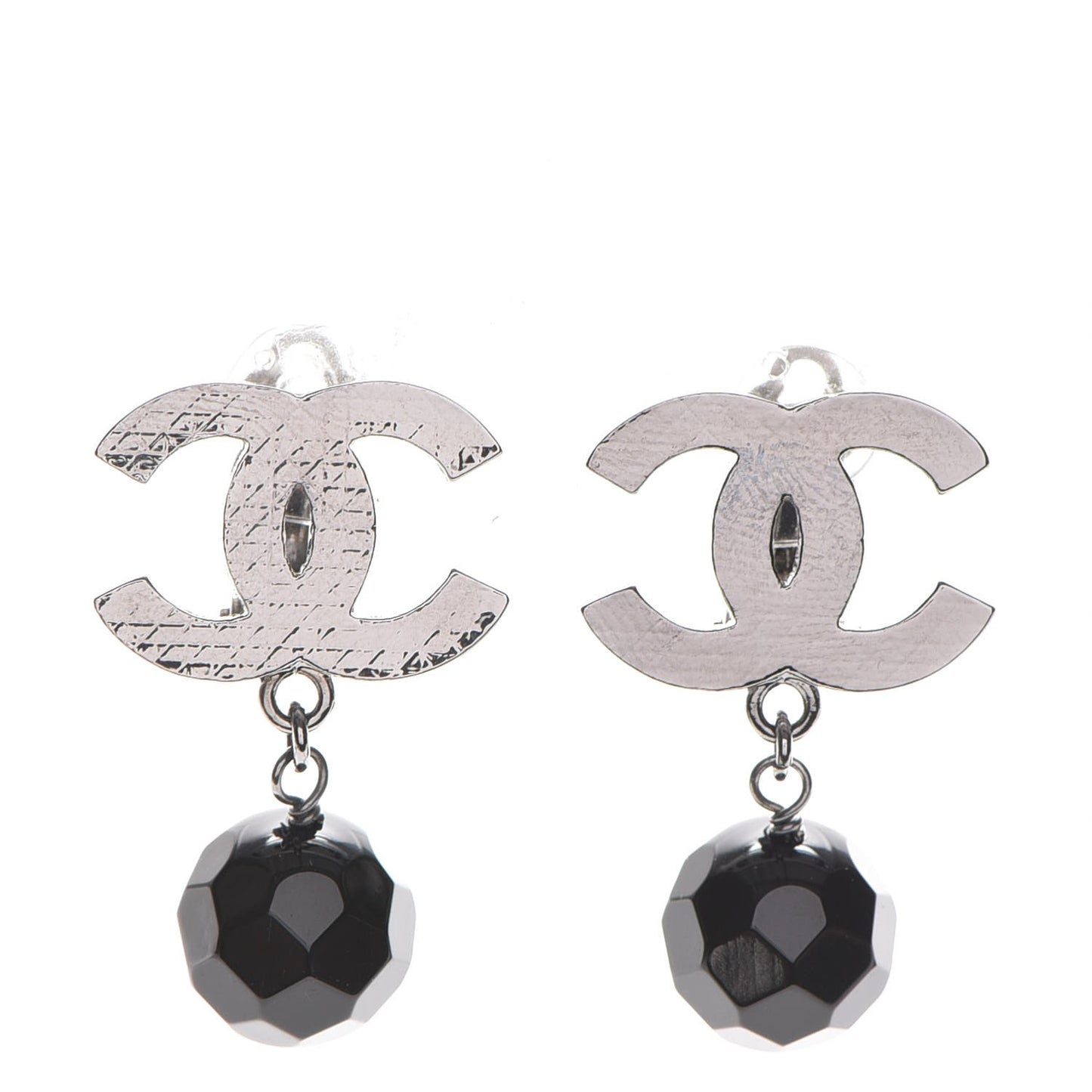 Ruthenium Bead CC Drop Earrings Black