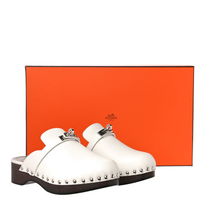 Hermes Calfskin Carlotta Mules 36 White 11 of 11