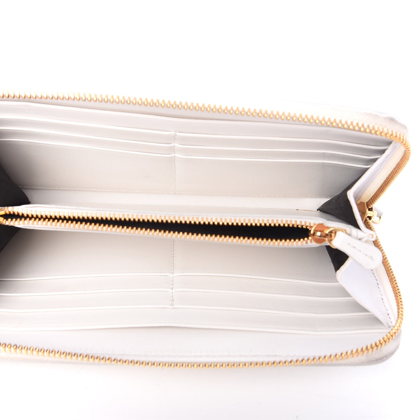 Calfskin Tribute Zip Around Wallet White