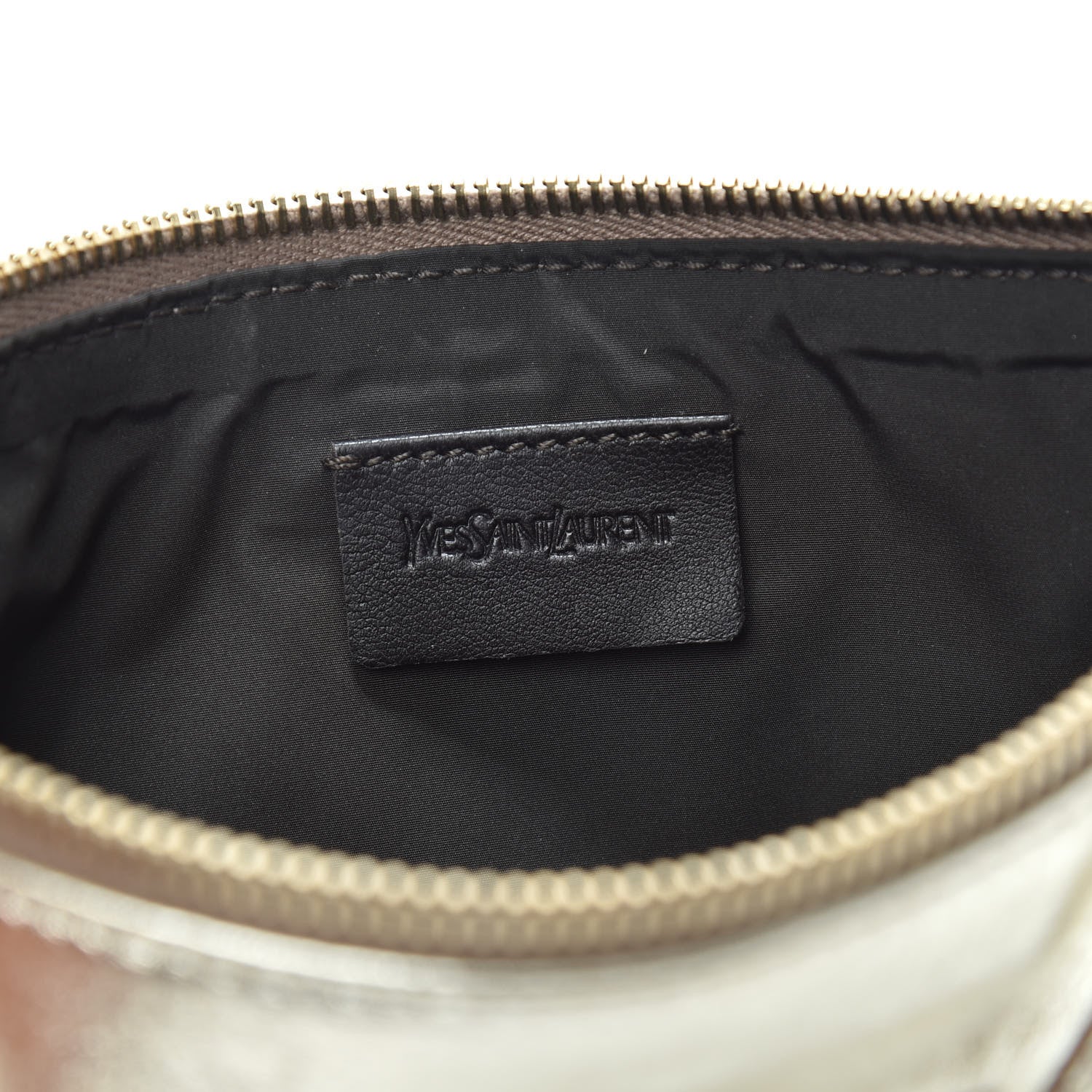 Saint Laurent Metallic Calfskin Monogram Pouch Gold 6 of 9