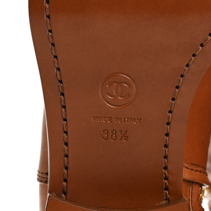 Chanel Calfskin CC Logo Mid Calf Boots 38.5 Caramel 8 of 13