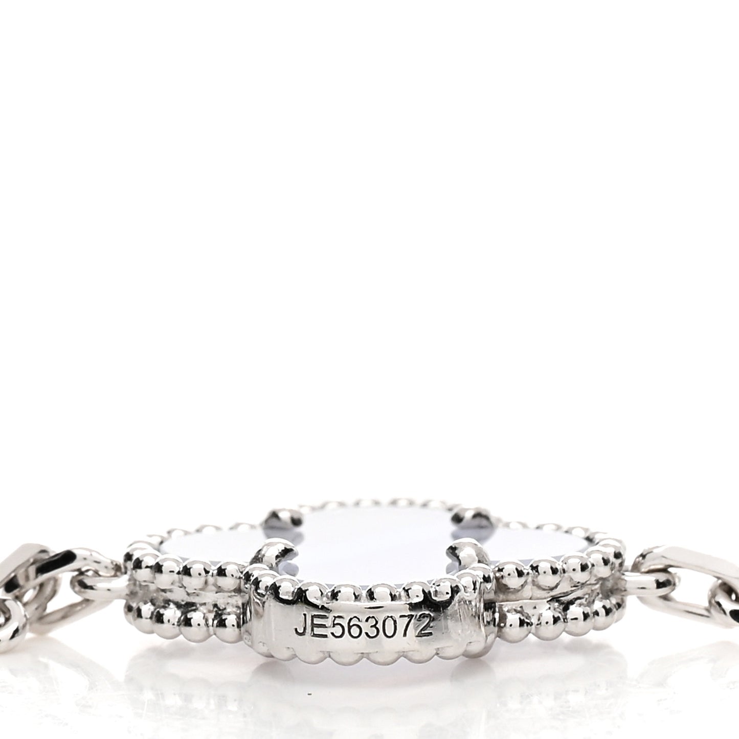 18K White Gold Chalcedony 20 Motifs Vintage Alhambra Necklace