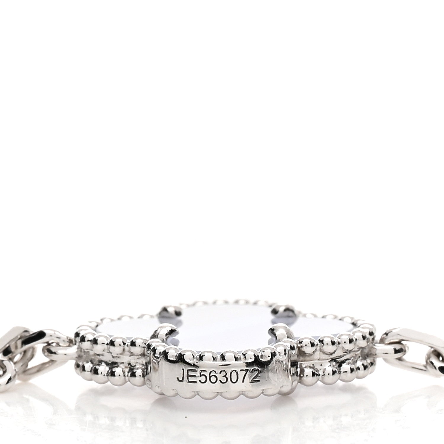 Van Cleef & Arpels 18K White Gold Chalcedony 20 Motifs Vintage Alhambra Necklace 4 of 5