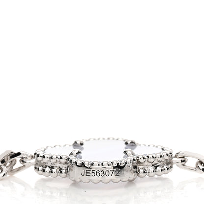 Van Cleef & Arpels 18K White Gold Chalcedony 20 Motifs Vintage Alhambra Necklace 4 of 5