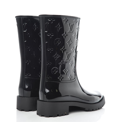 Louis Vuitton Rubber Embossed Monogram Drops Flat Half Boots 40 Black 4 of 8