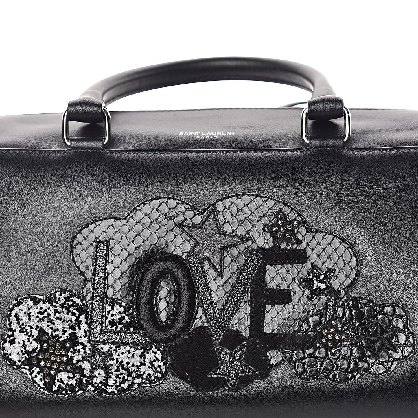 Calfskin Love Patchwork Classic Baby Duffle Black