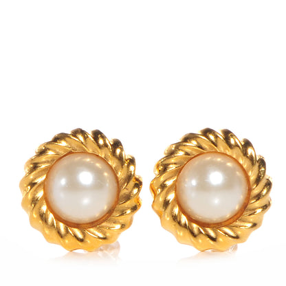 Chanel Pearl Clip On Earrings Gold 1 of 4