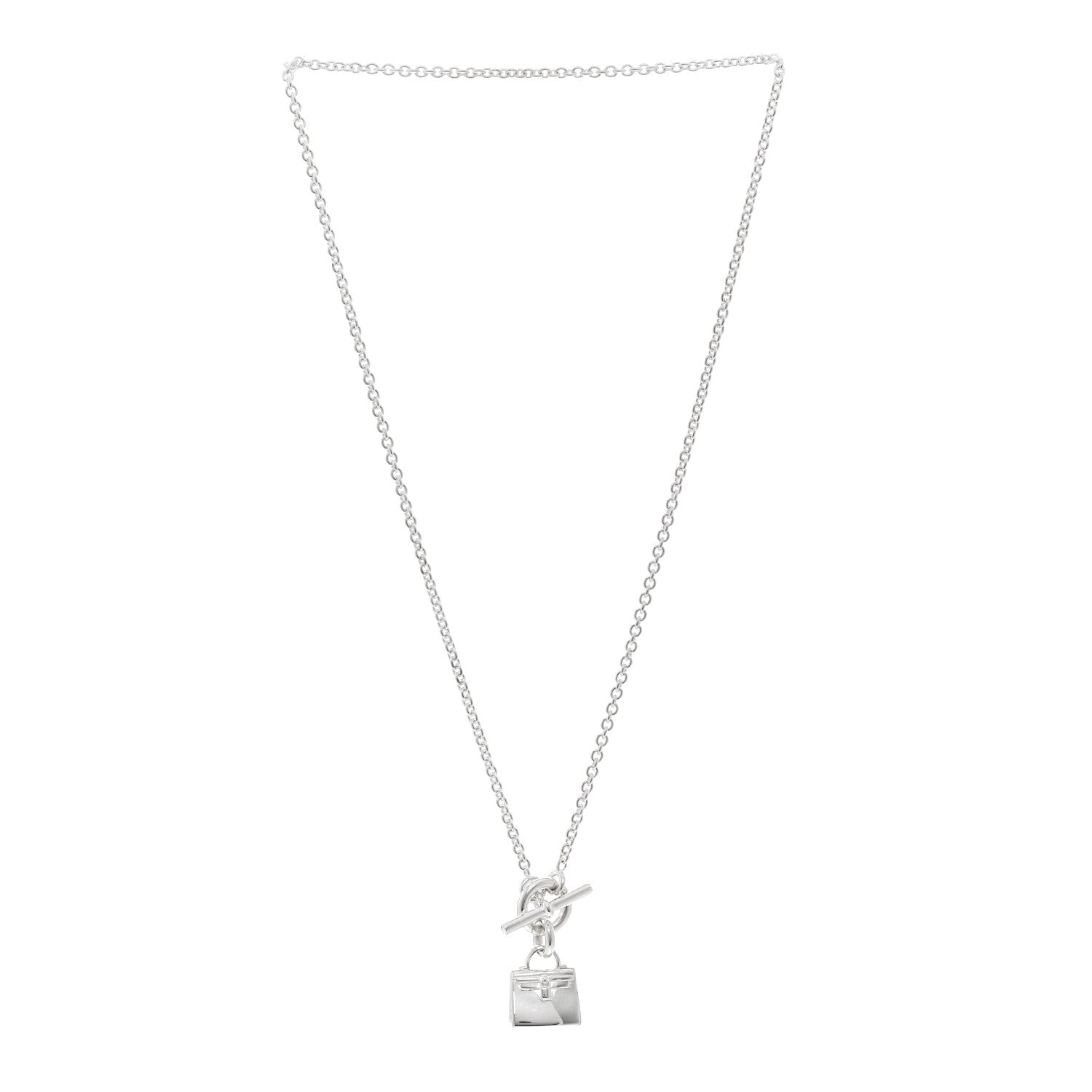 Hermes Sterling Silver Kelly Charm Pendant Necklace 3 of 4