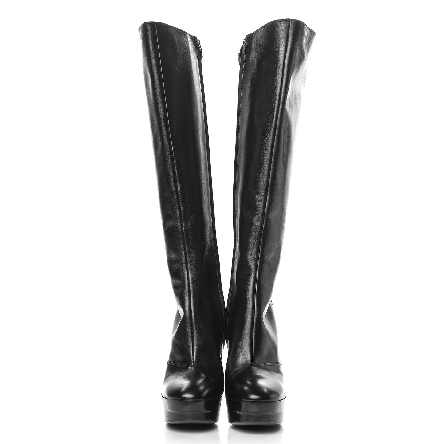 Calfskin High Platform Boots 39.5 Black