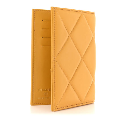 Chanel Lambskin Quilted Chanel 19 Passport Holder Yellow 3 of 9