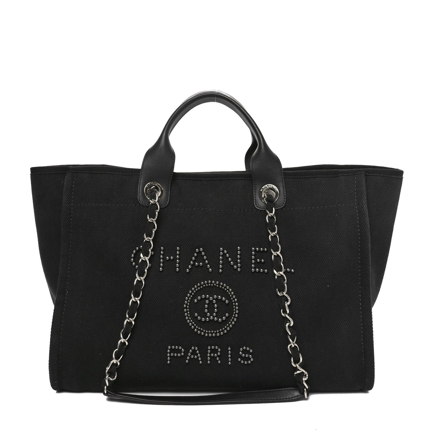Canvas Pearl Medium Deauville Tote Black