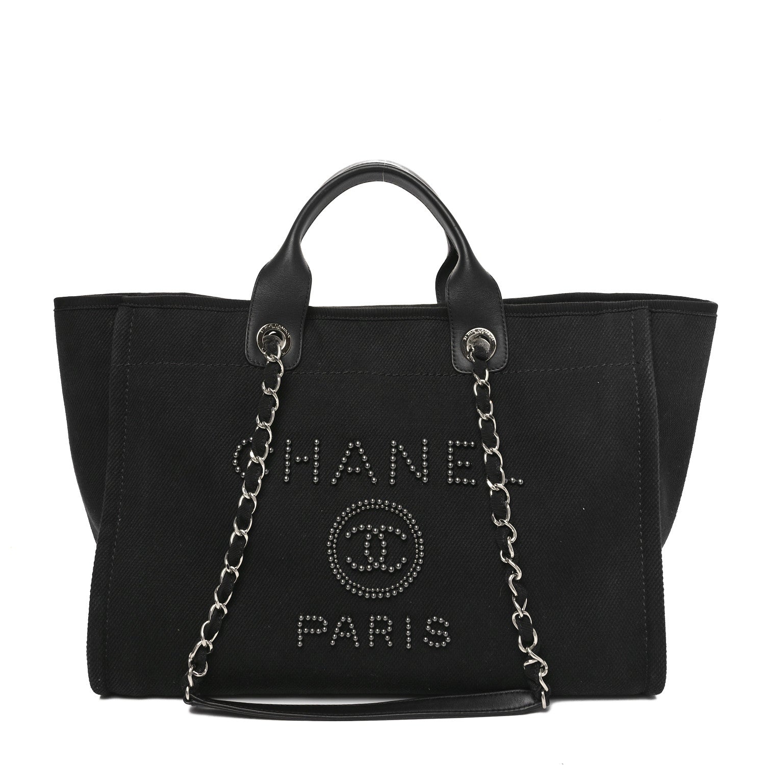 Chanel Canvas Pearl Medium Deauville Tote Black 1 of 12