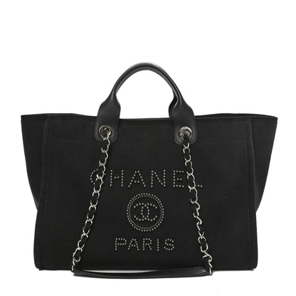Chanel Canvas Pearl Medium Deauville Tote Black 1 of 12