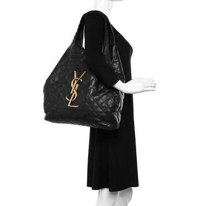 Saint Laurent Lambskin Quilted Maxi Icare Shopping Tote Black 2 of 12