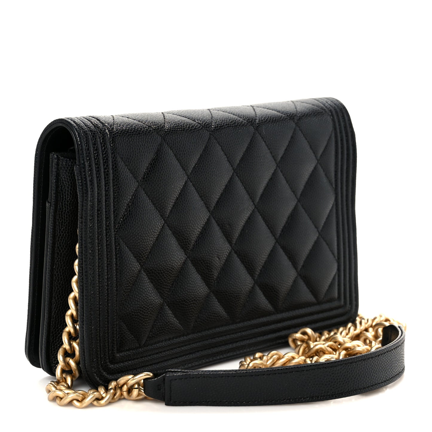 Caviar Quilted Boy Wallet On Chain WOC Black