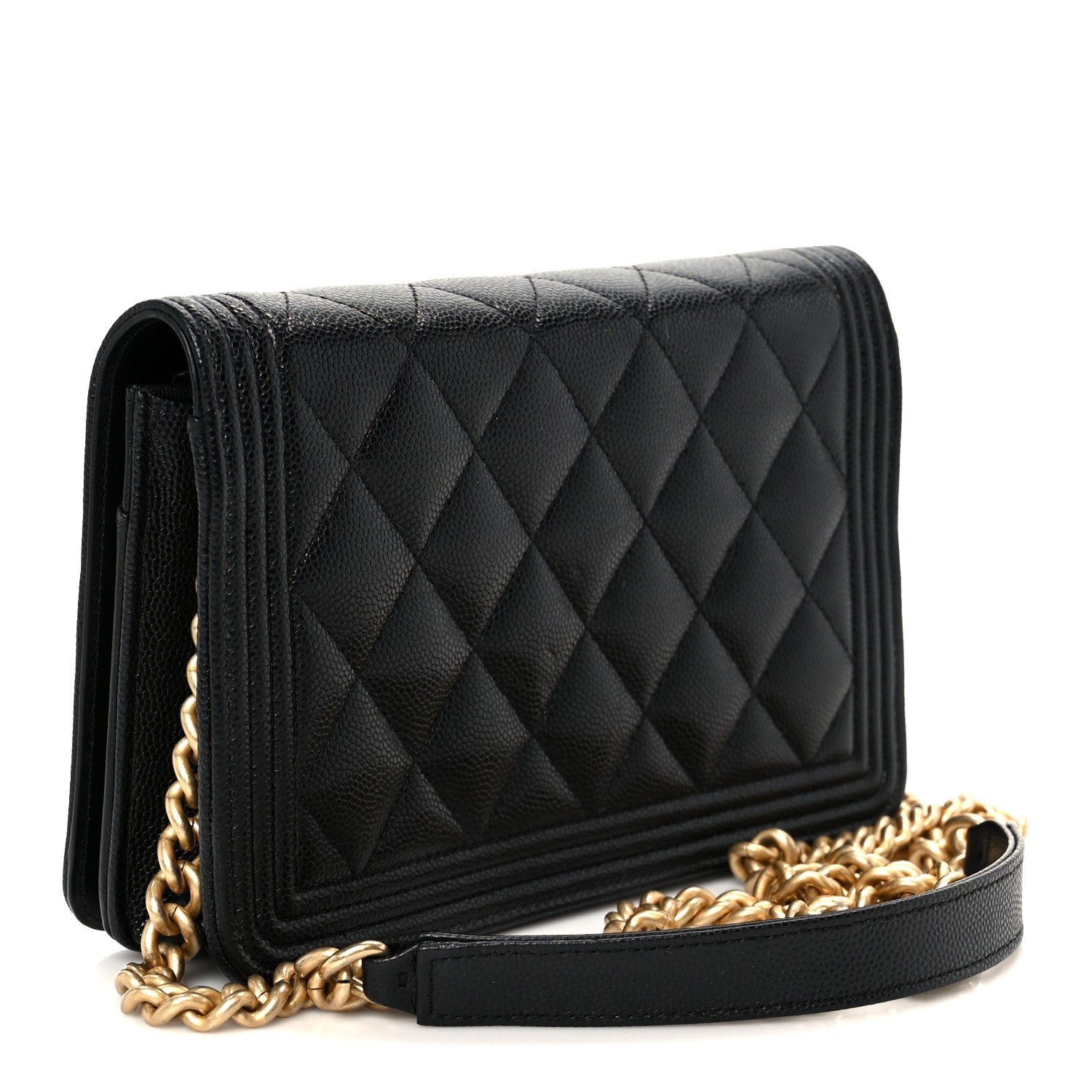 Chanel Caviar Quilted Boy Wallet On Chain WOC Black 3 of 12