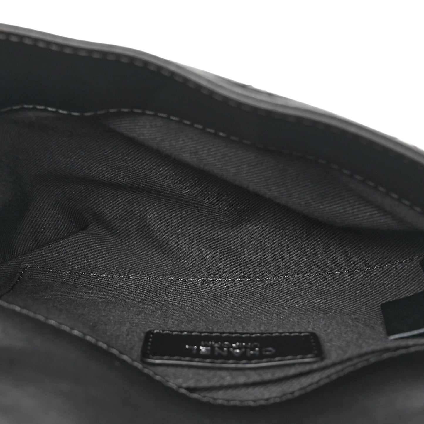 Calfskin Quilted CC Uniform Flap Belt Bag Black