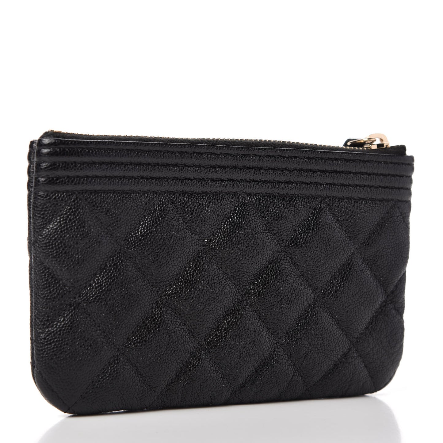 Caviar Quilted Zipped Boy Pouch Black