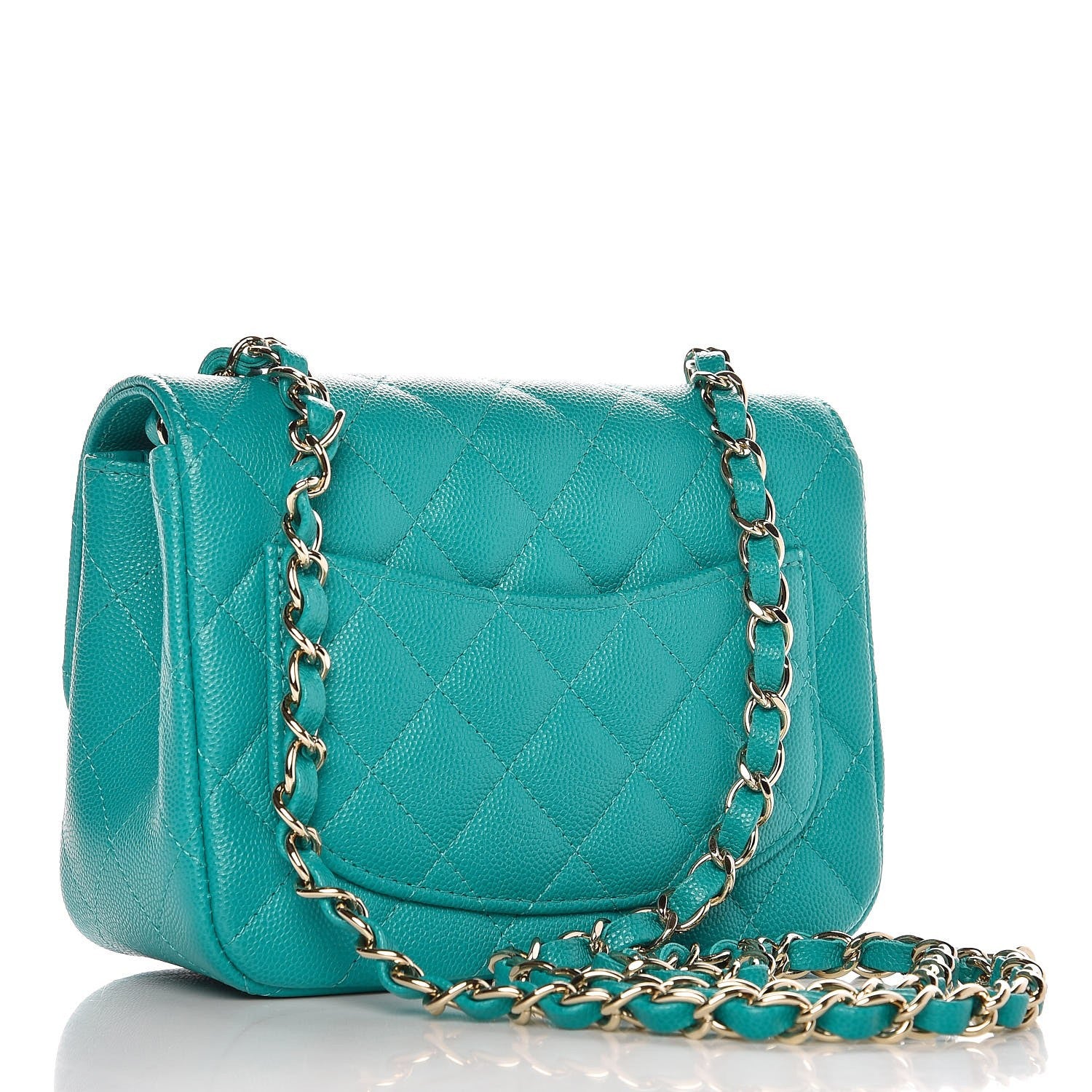 Chanel Caviar Quilted Mini Square Flap Turquoise 3 of 8