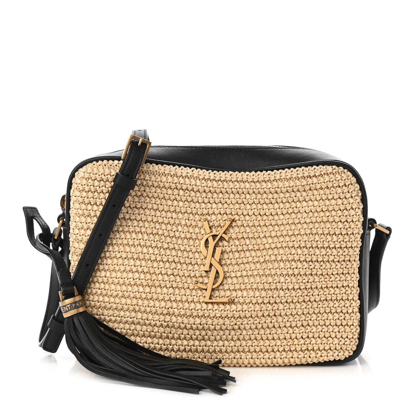Raffia Canvas Monogram Lou Camera Bag Beige Black