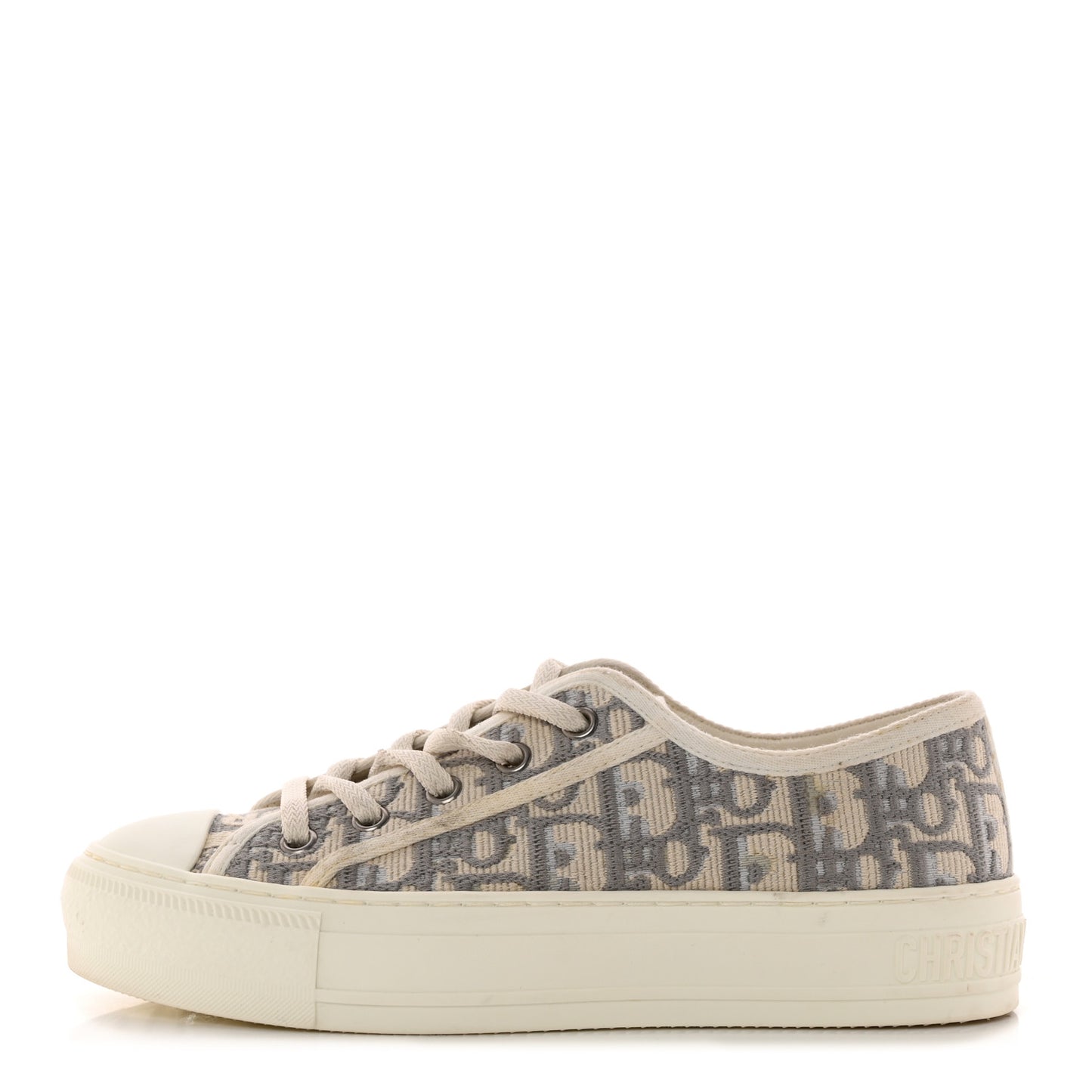 Canvas Oblique Walk'N'Dior Low Top Sneakers 35.5 Stone Grey