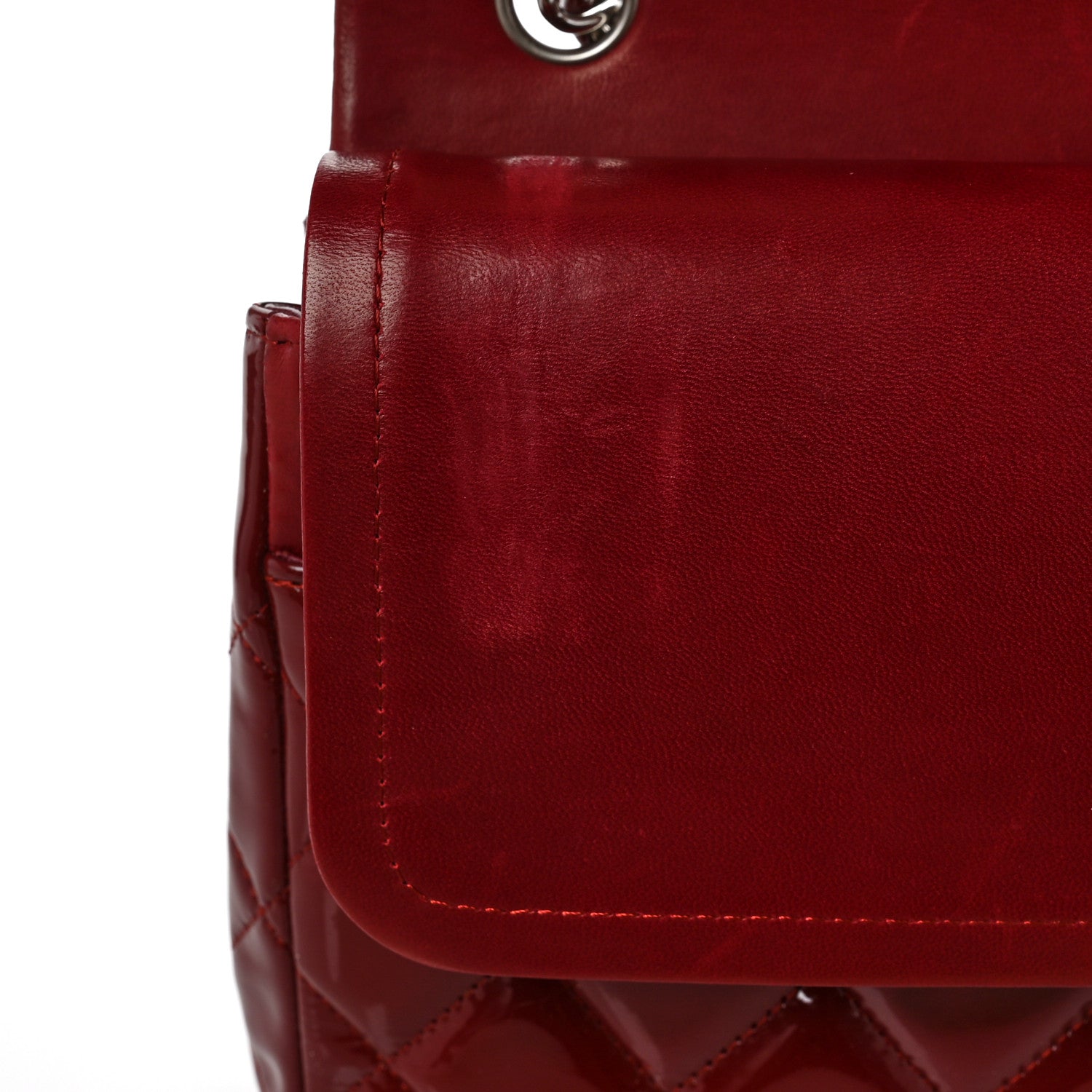 Chanel Patent Quilted Jumbo Double Flap Dark Red 9 of 11