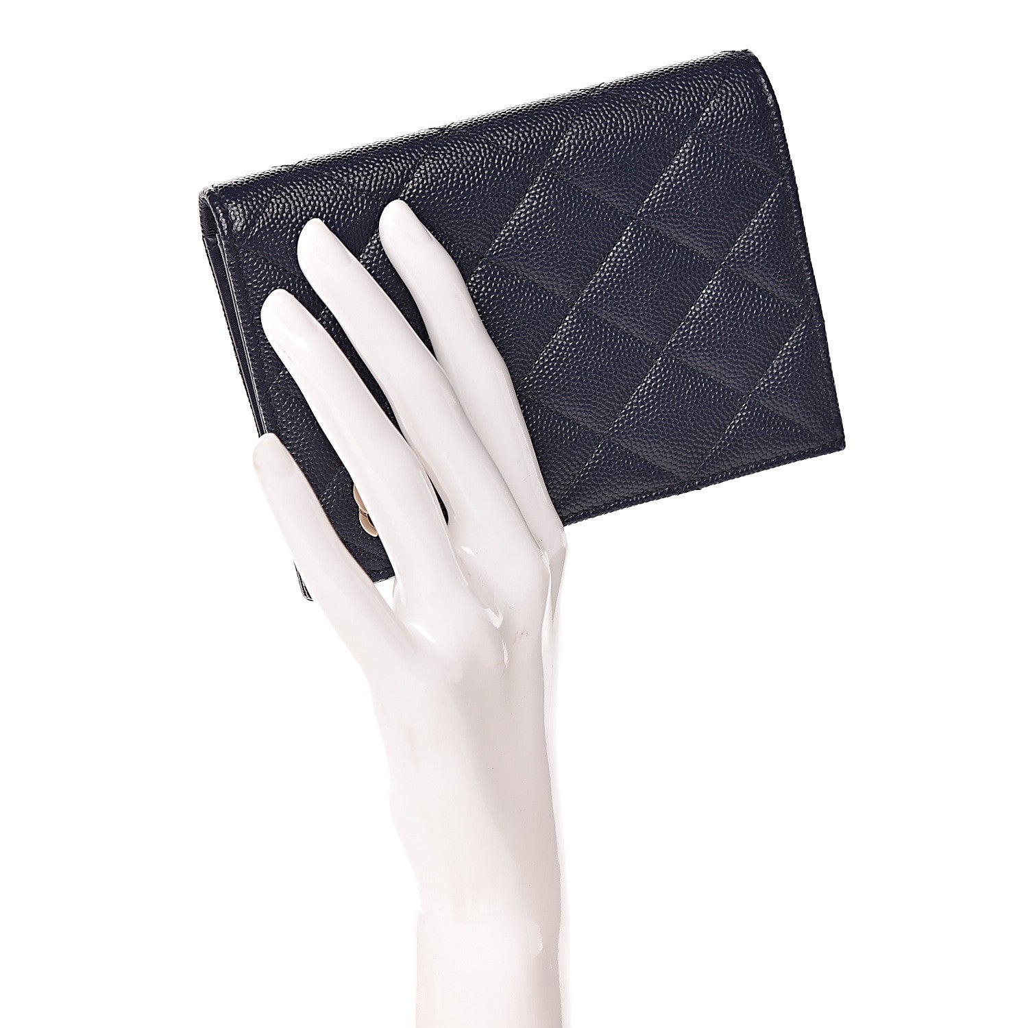 Chanel Caviar Quilted Passport Holder Navy Blue 2 of 8