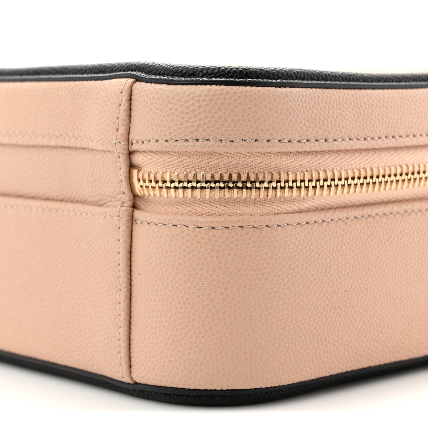 Caviar Quilted Medium CC Filigree Vanity Case Beige Black